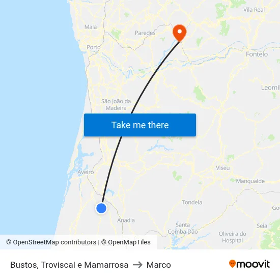 Bustos, Troviscal e Mamarrosa to Marco map