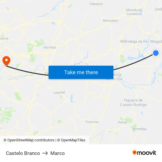 Castelo Branco to Marco map