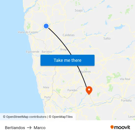 Bertiandos to Marco map