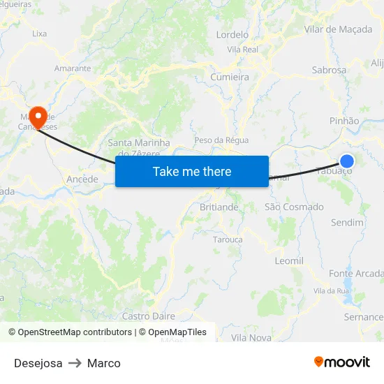 Desejosa to Marco map