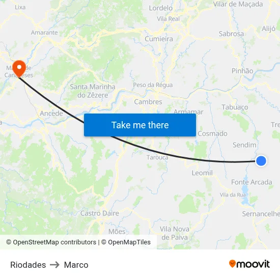 Riodades to Marco map