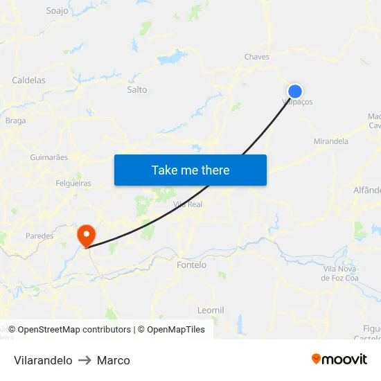 Vilarandelo to Marco map