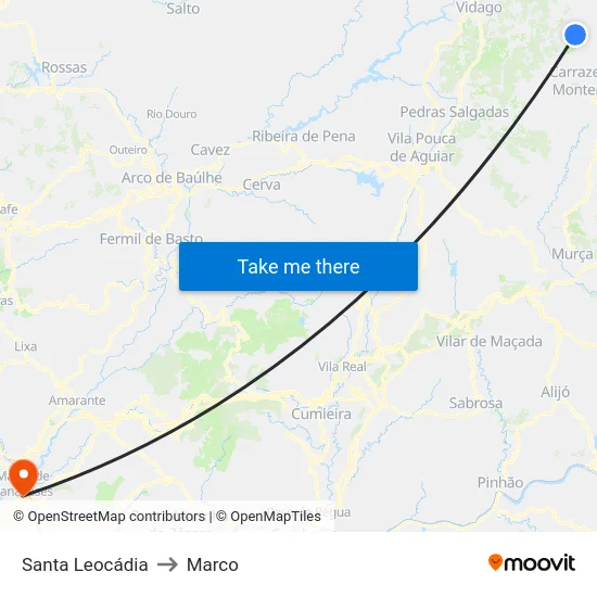 Santa Leocádia to Marco map