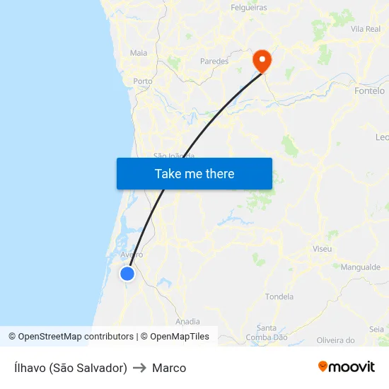 Ílhavo (São Salvador) to Marco map