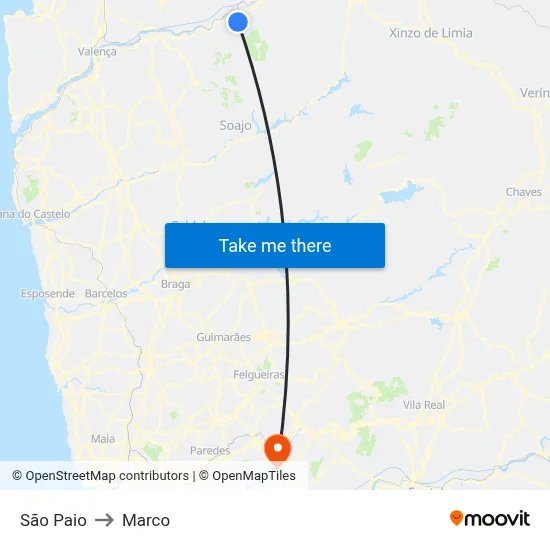 São Paio to Marco map