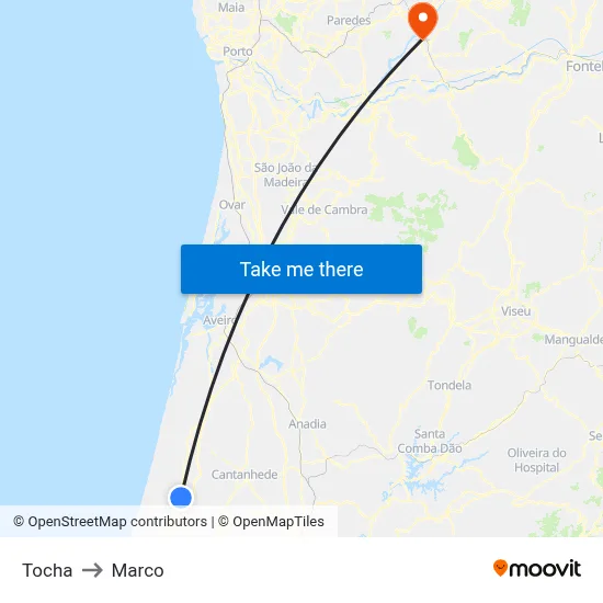 Tocha to Marco map