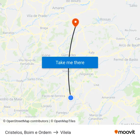 Cristelos, Boim e Ordem to Vilela map