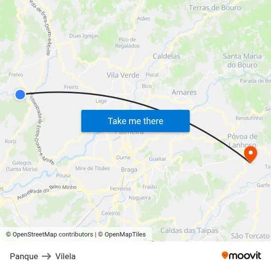 Panque to Vilela map