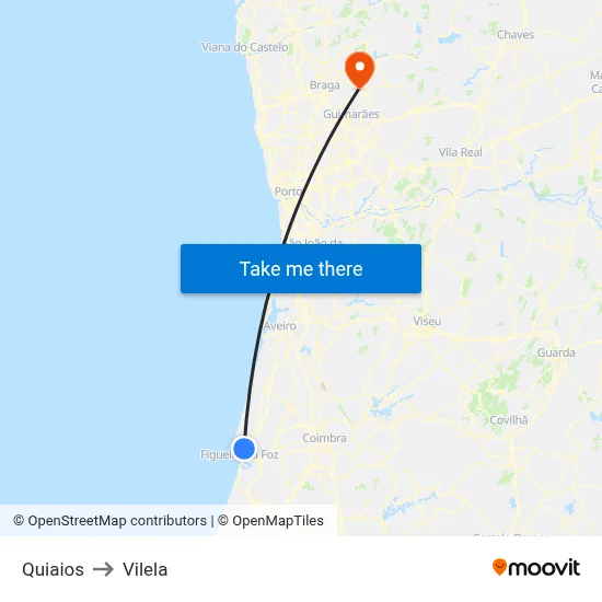 Quiaios to Vilela map