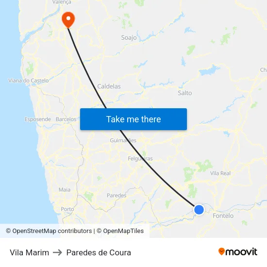 Vila Marim to Paredes de Coura map