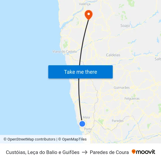 Custóias, Leça do Balio e Guifões to Paredes de Coura map