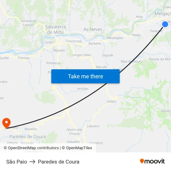 São Paio to Paredes de Coura map