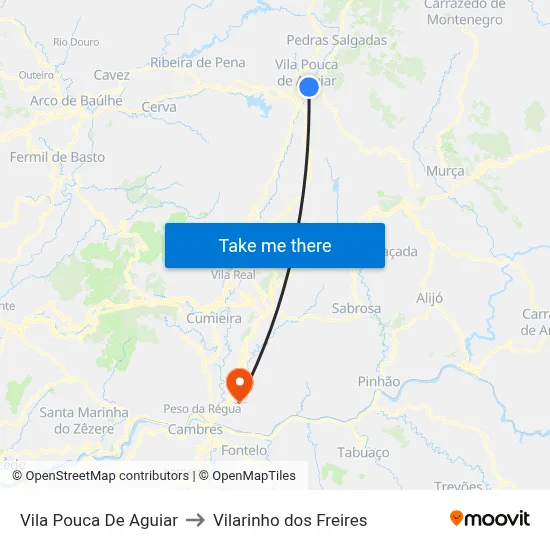 Vila Pouca De Aguiar to Vilarinho dos Freires map