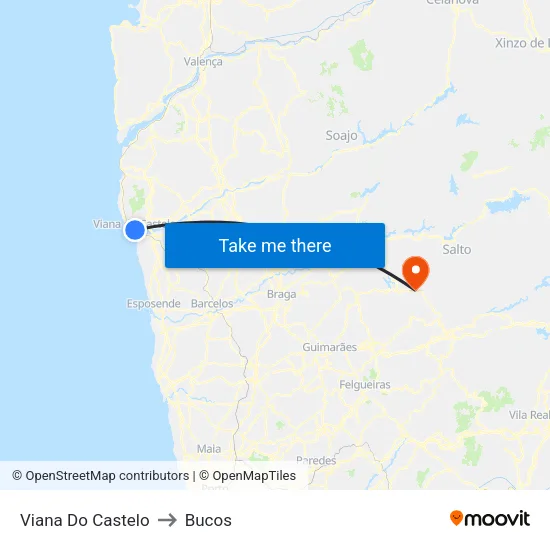 Viana Do Castelo to Bucos map
