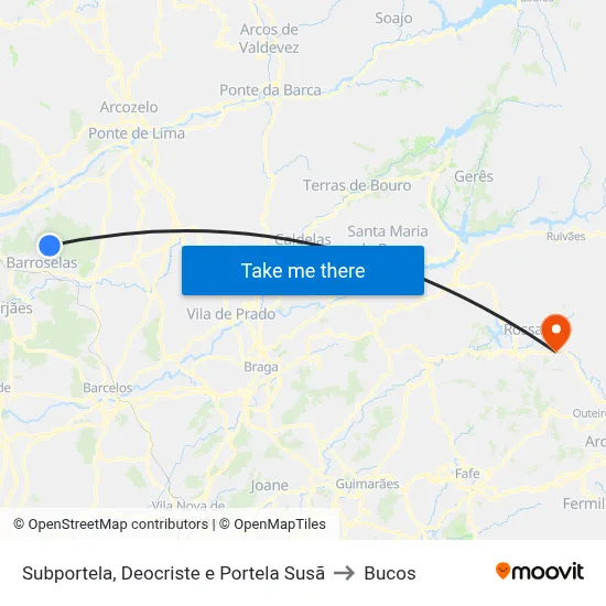 Subportela, Deocriste e Portela Susã to Bucos map