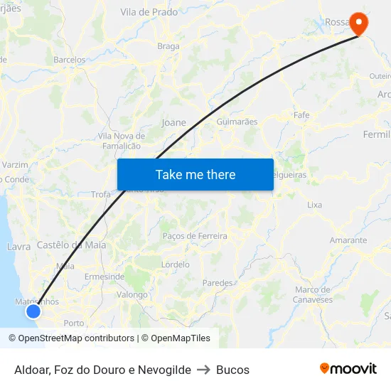 Aldoar, Foz do Douro e Nevogilde to Bucos map
