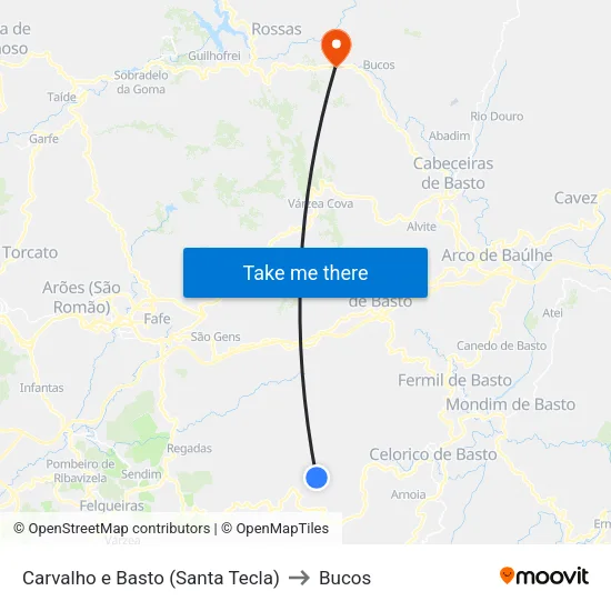 Carvalho e Basto (Santa Tecla) to Bucos map