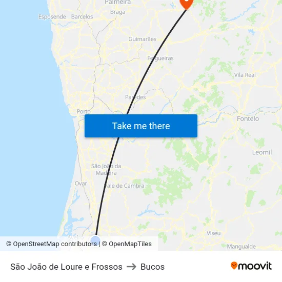 São João de Loure e Frossos to Bucos map