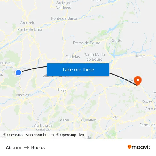 Aborim to Bucos map