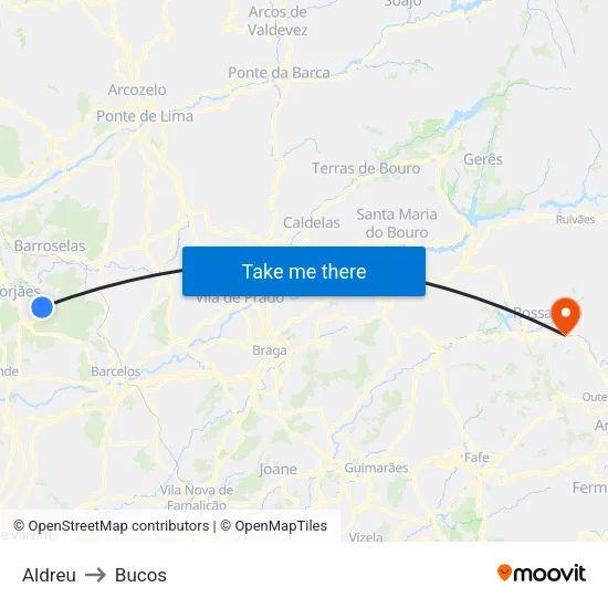 Aldreu to Bucos map