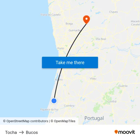 Tocha to Bucos map