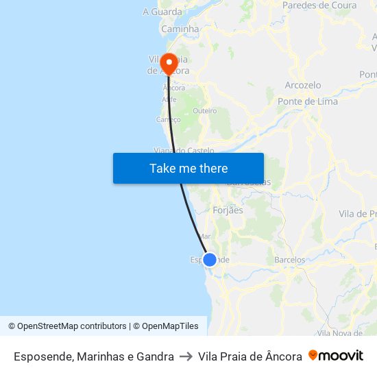 Esposende, Marinhas e Gandra to Vila Praia de Âncora map