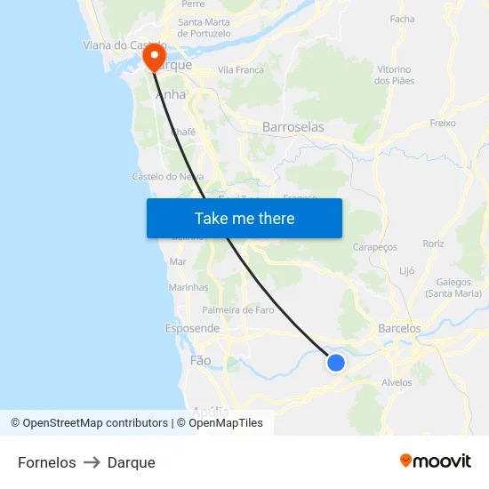 Fornelos to Darque map