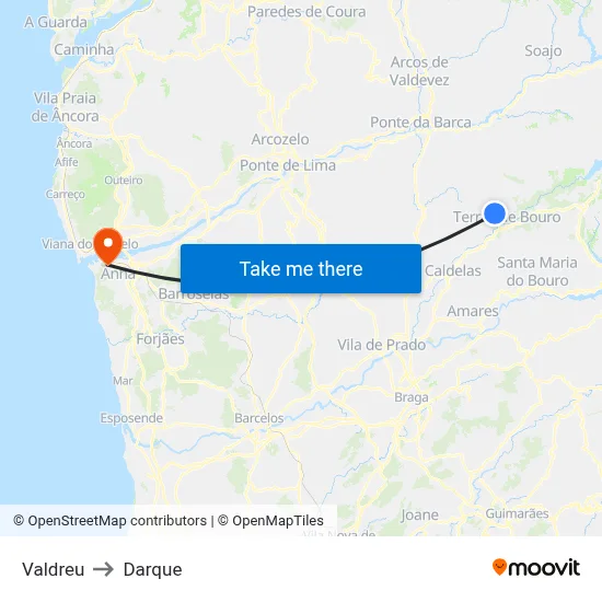 Valdreu to Darque map