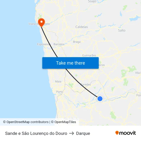Sande e São Lourenço do Douro to Darque map