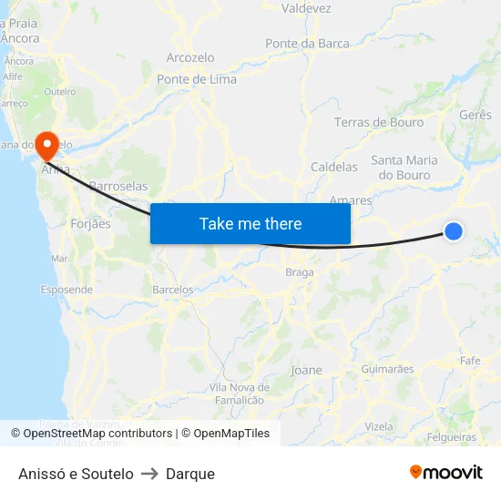 Anissó e Soutelo to Darque map