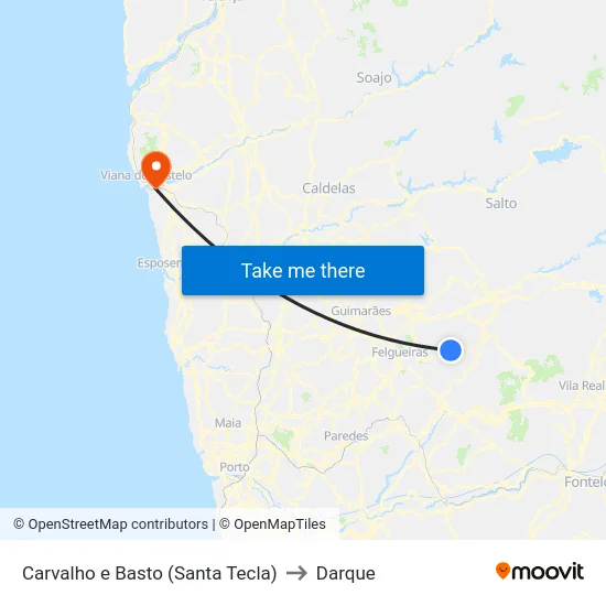 Carvalho e Basto (Santa Tecla) to Darque map