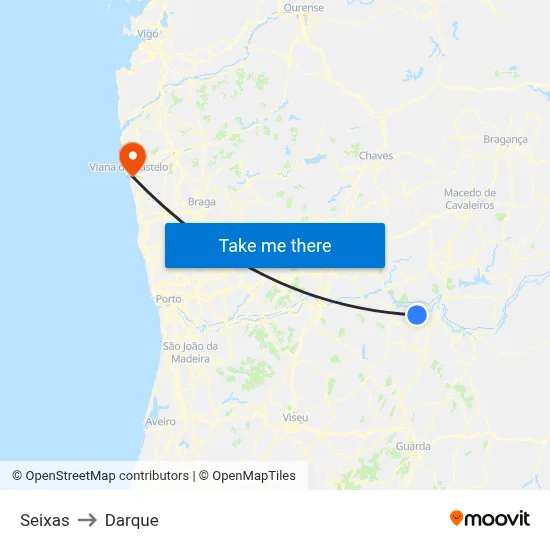 Seixas to Darque map