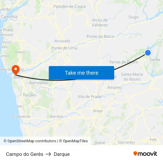 Campo do Gerês to Darque map