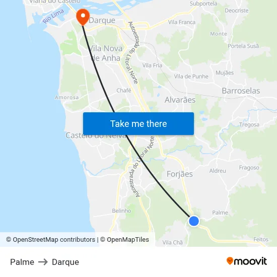 Palme to Darque map