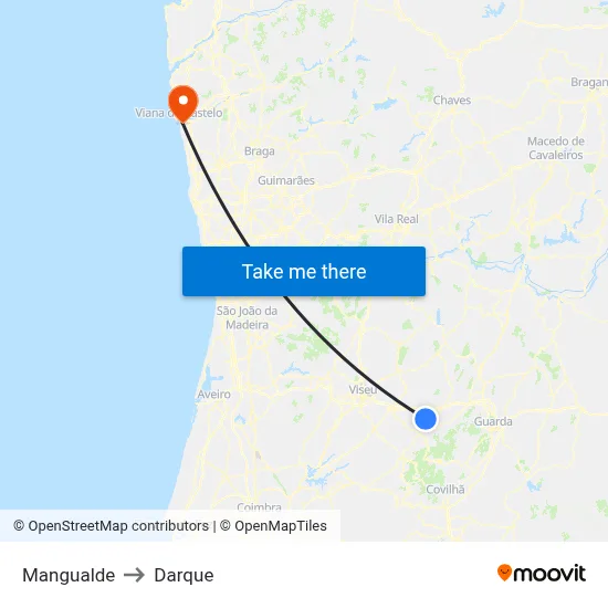Mangualde to Darque map