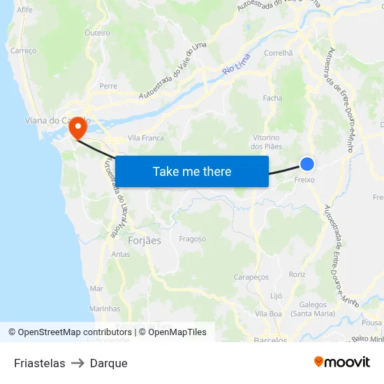 Friastelas to Darque map