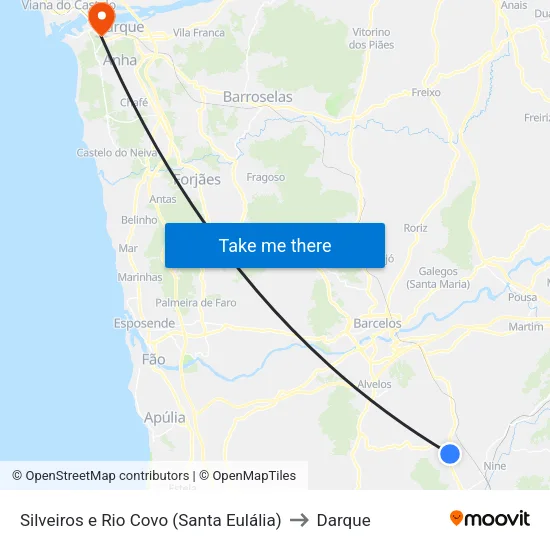 Silveiros e Rio Covo (Santa Eulália) to Darque map