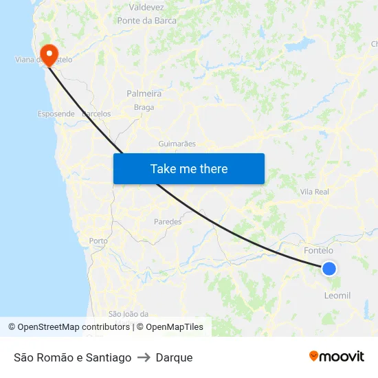 São Romão e Santiago to Darque map