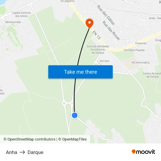 Anha to Darque map