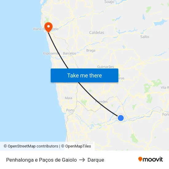 Penhalonga e Paços de Gaiolo to Darque map