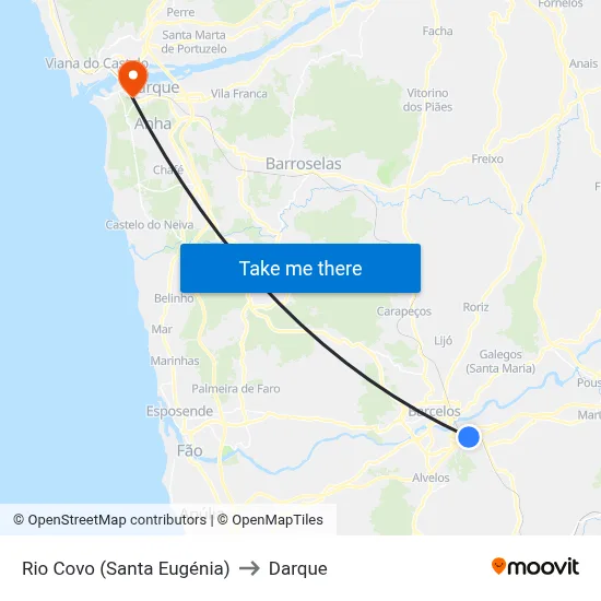 Rio Covo (Santa Eugénia) to Darque map