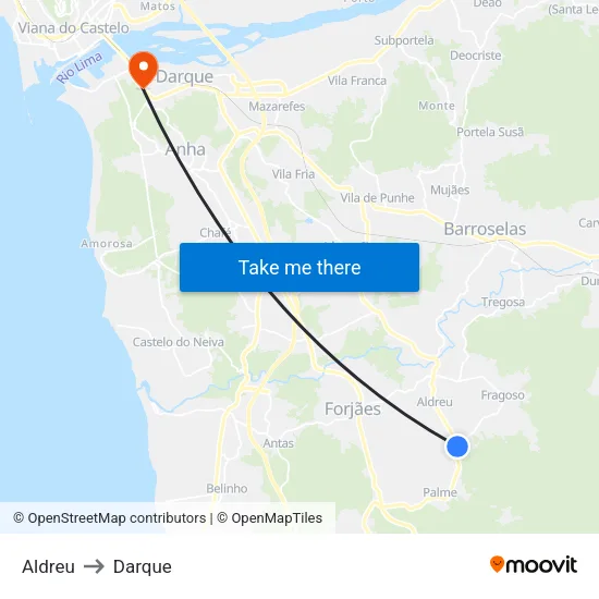 Aldreu to Darque map