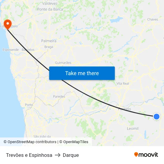 Trevões e Espinhosa to Darque map