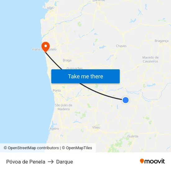 Póvoa de Penela to Darque map