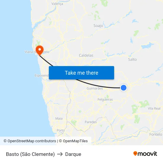 Basto (São Clemente) to Darque map