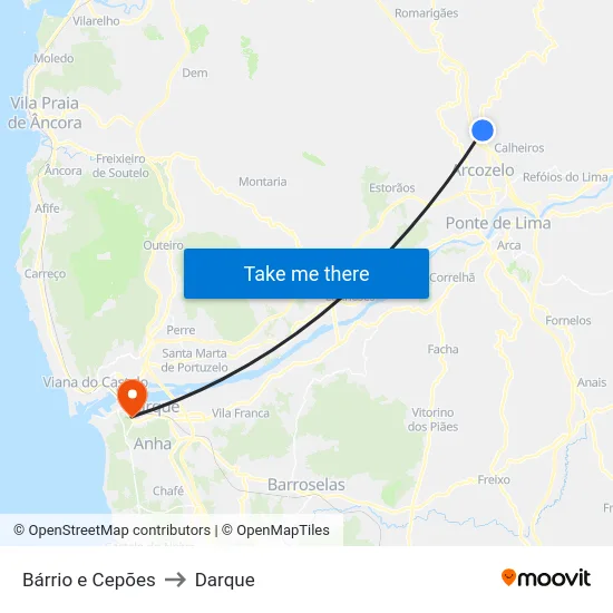 Bárrio e Cepões to Darque map
