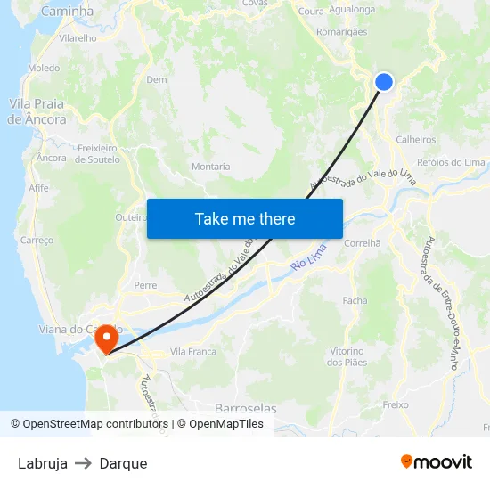 Labruja to Darque map