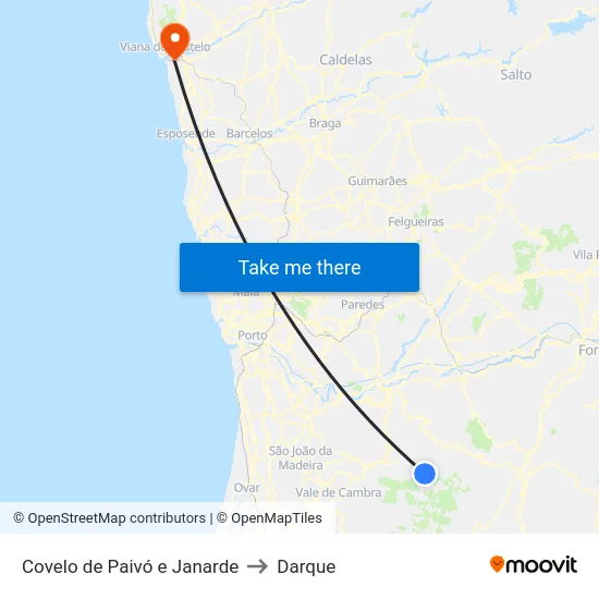 Covelo de Paivó e Janarde to Darque map