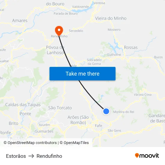 Estorãos to Rendufinho map