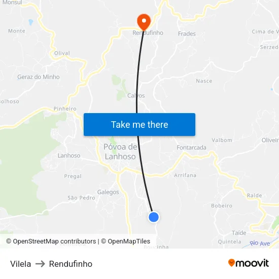 Vilela to Rendufinho map